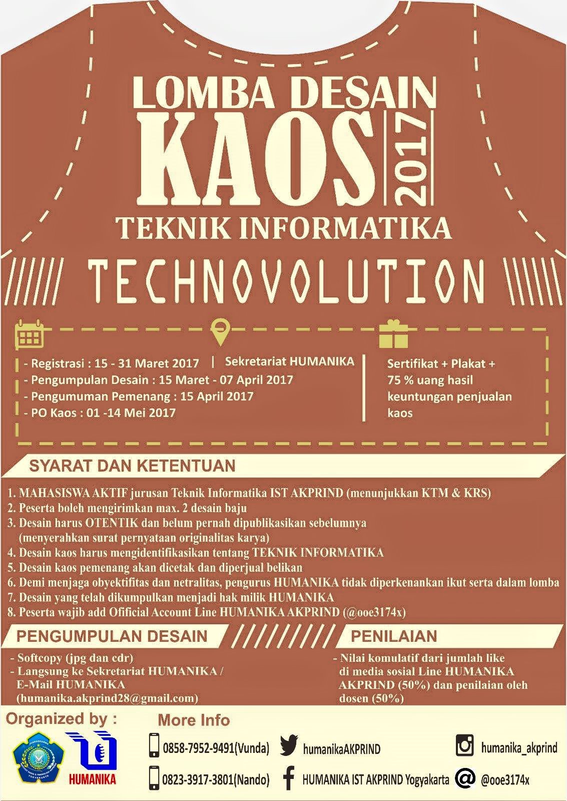 Lomba Desain Kaos INFORMATIKA 2017 Studnid